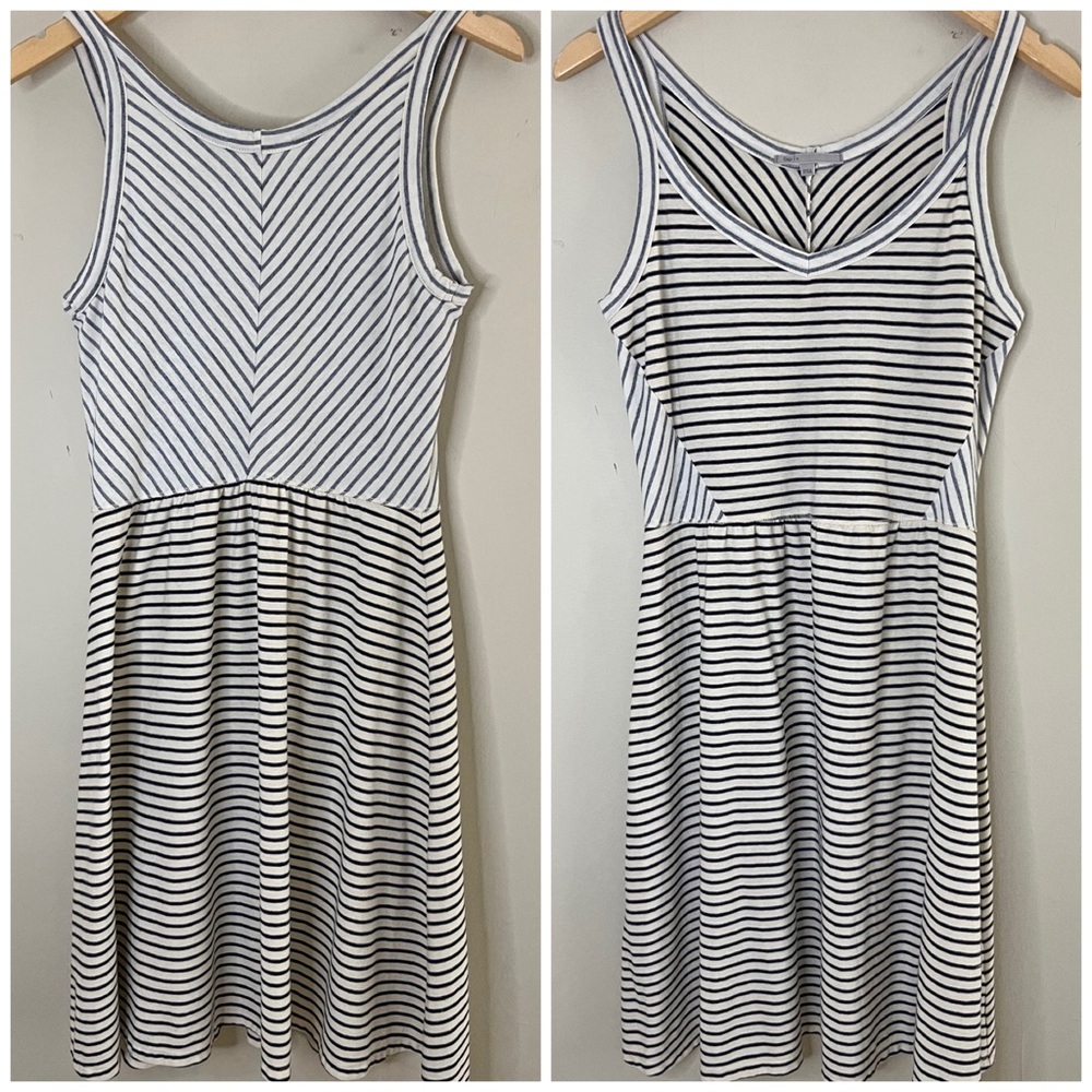 GAP striped 2 tone white and cream sleeveless tank dress